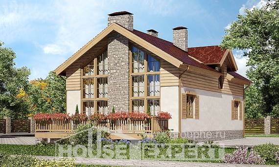165-002-П Проект двухэтажного дома мансардой, гараж, уютный дом из арболита Сибай, House Expert